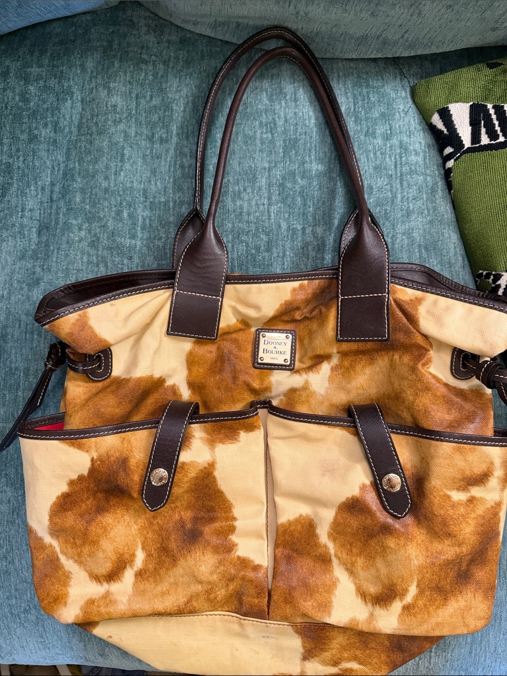 Dooney & Bourke Brown and Tan Cowhide-Print Tote